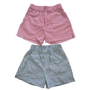 Art Class Junior Striped Seersucker Shorts 2-Pack Red & Green With Pockets Large